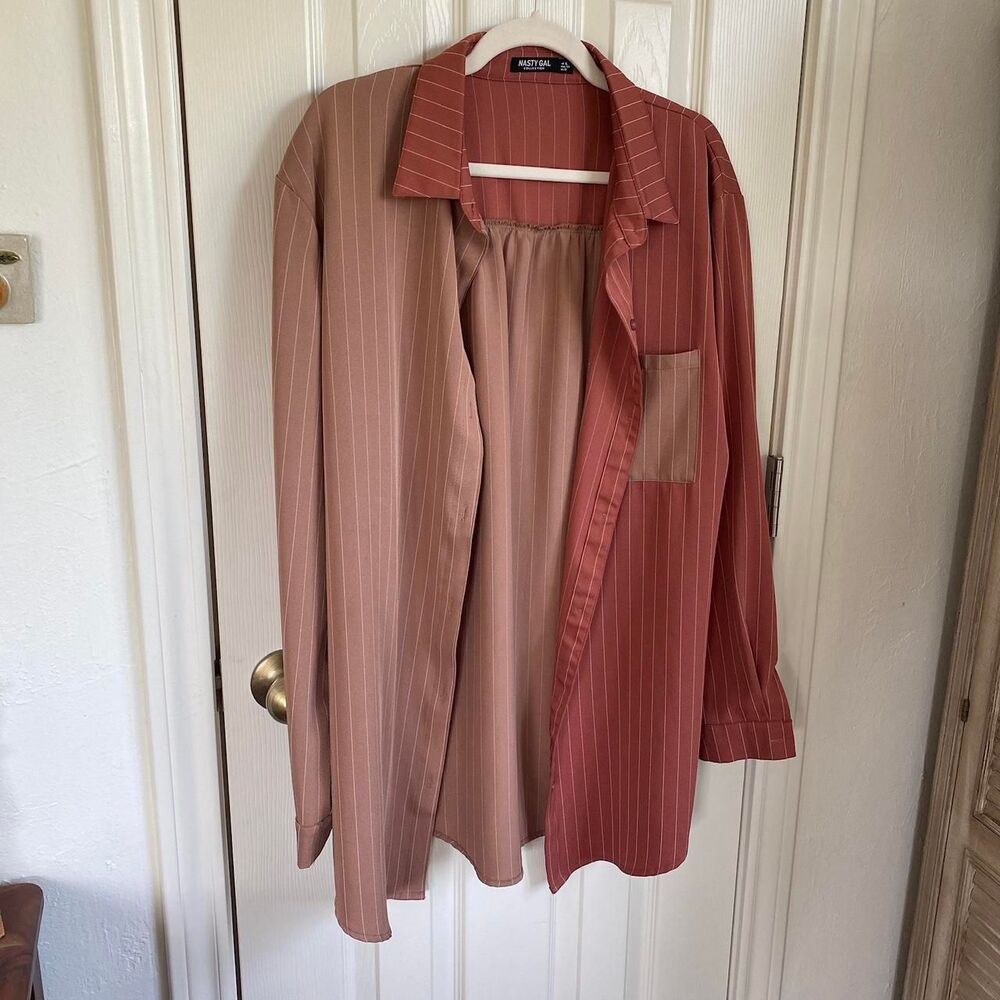 Nasty-gal Women's Pink and Orange Shirt